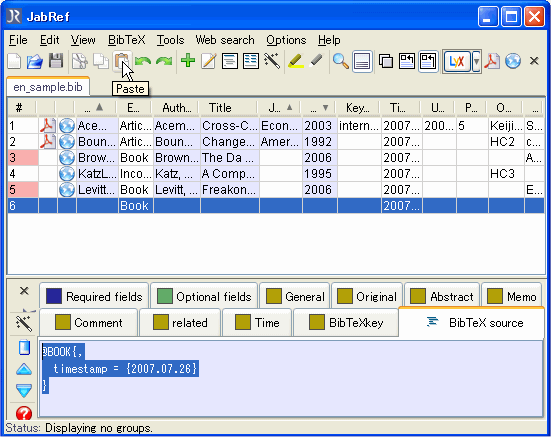 Paste in JabRef